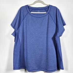 T By Talbots Blue Stretch Active Wear Short Sleeve T-Shirt Tee Top Plus Size 3X